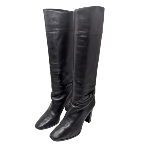 Christian Louboutin Mervillon Black Leather Knee High Heeled Boots Size EU 38 - Picture 4 of 13